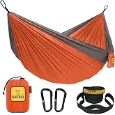 Wise Owl Outfitters Hammock for Camping Single Hammocks Gear for The Outdoors Backpacking Survival or Travel - Portable Lightweight Parachute Nylon SO Orange &amp; Grey