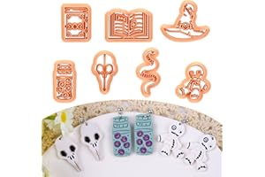 Puocaon Mystic Boho Clay Cutters - 7 Pcs Magic Book Clay Cutters for Jewelry Making, Potion Bottle Clay Cutters for Earrings Jewelry, Witch Hat Cobra Clay Jewelry Cutters, Magic Theme Clay Cutters Set