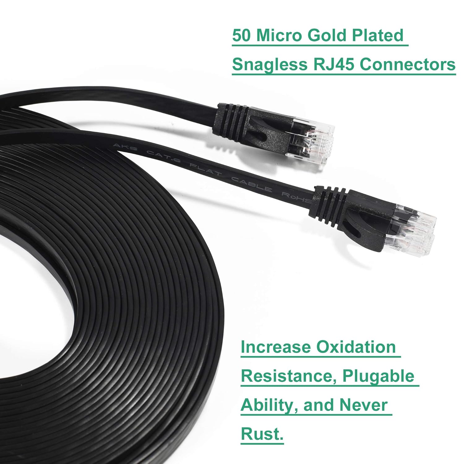 Cat 6 Ethernet Cable 100 ft Flat Cable Ethernet Cord, Slim Long Cat6 High Speed Computer Network LAN Patch Cord Wire with Clips & Rj45 for Router, Faster Than Cat5e/Cat5, 100 feet 2 pack White + Black: Industrial & Scientific