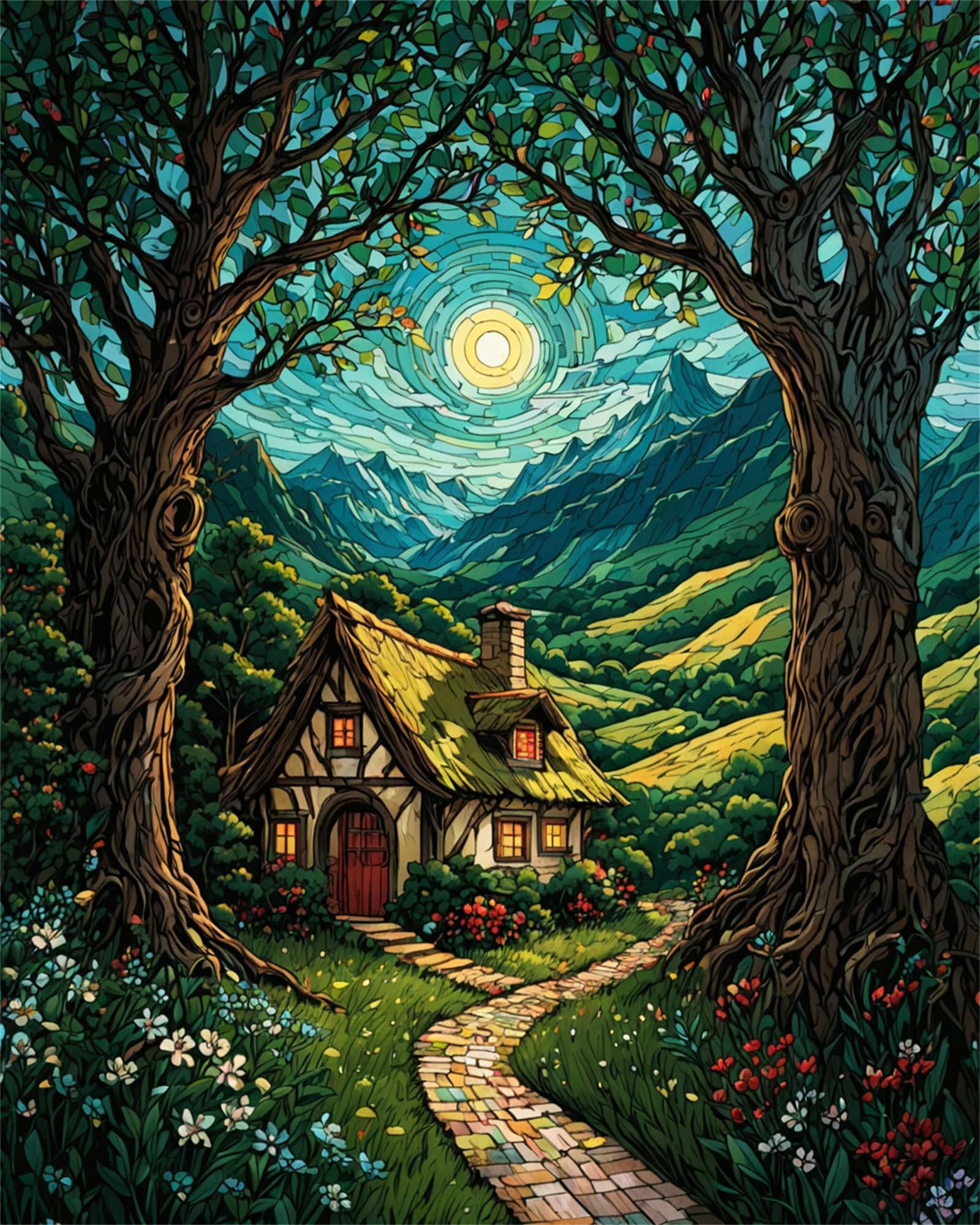 ldazao Landscape Paint by Numbers Kit for Adults Beginner Moon Forest ...