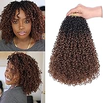 Leeven 8 Packs Pre-looped Yanky Twists Crochet Braids 8 Inch Ombre
