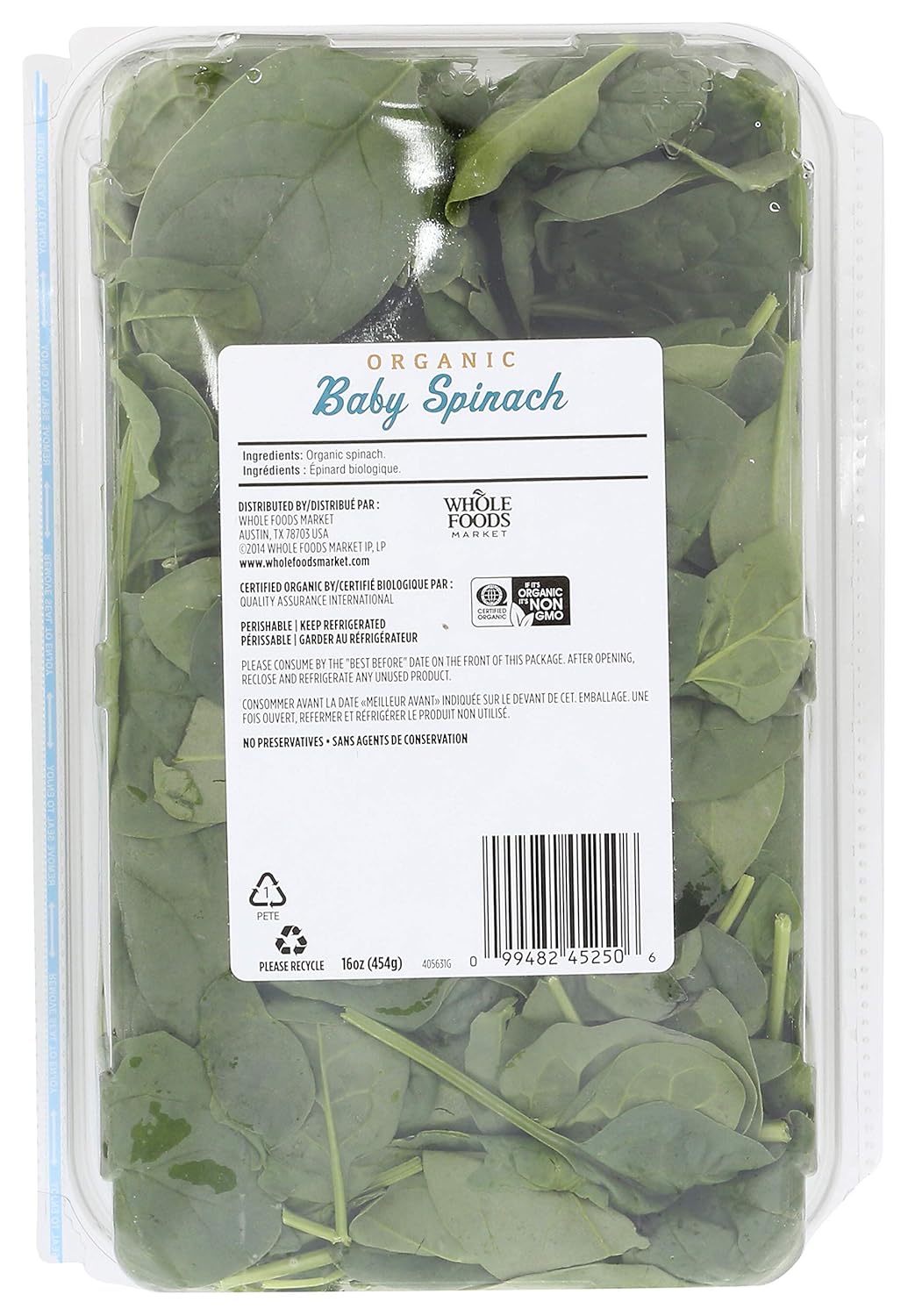 whole foods organic spinach