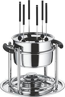 WMF Allegro Fondue-Set, 11-teilig, für 6 Personen, mit Brenner und Gabeln, Cromargan Edelstahl, Fonduetopf induktionsgeeignet, spülmaschinengeeignet