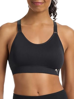 Pacote de 2 soutiens desportivos sem costuras para mulher, preto puma/cinzento urze, pequeno