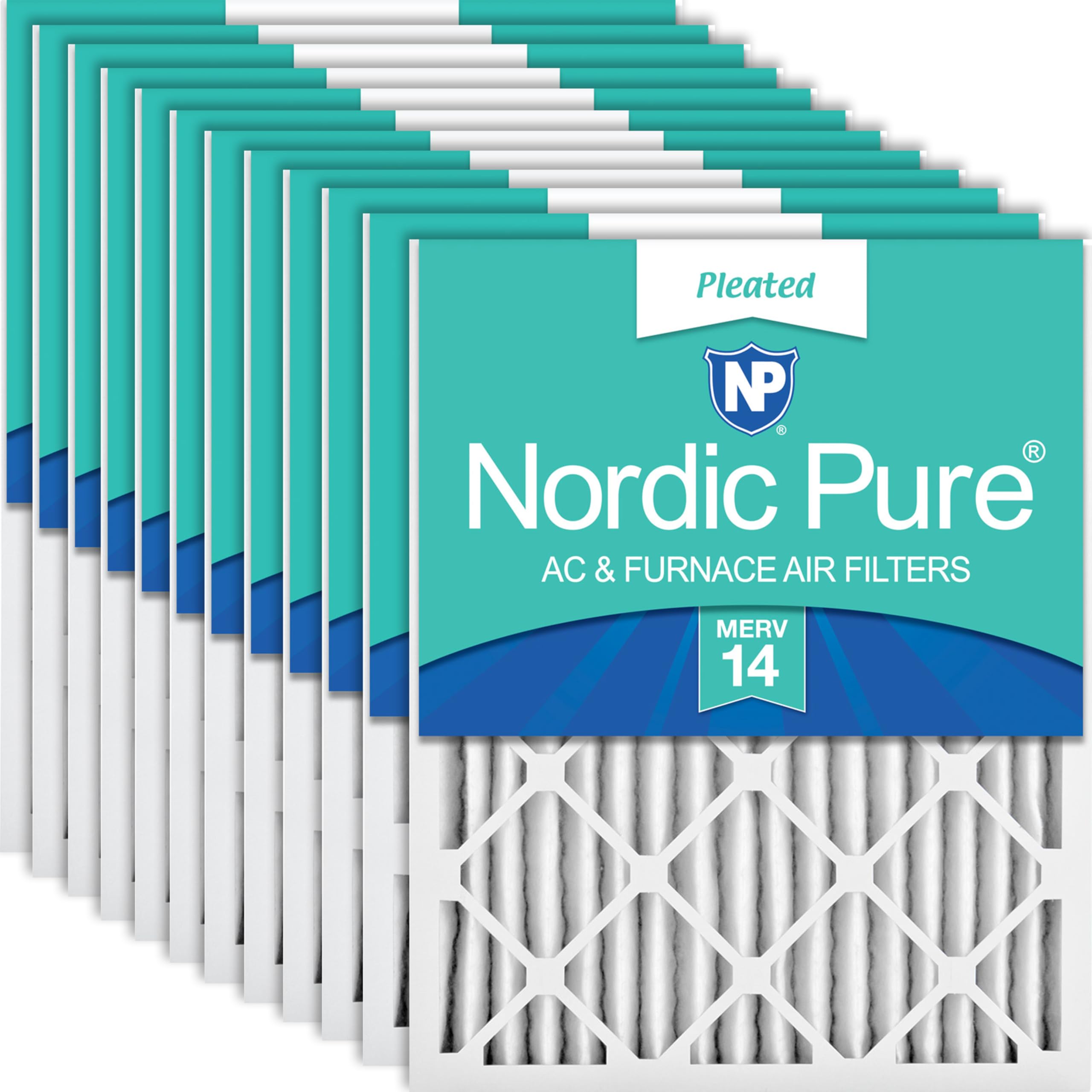 Nordic Pure 16x25x2 (Actual Size: 15 1/2 x 24 1/2 x 1 3/4) Pleated MERV 14 Air Filters 12 Pack Image