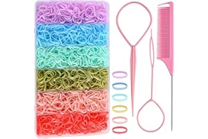 BESSRUNG 3000PCS Elastic Hair Bands, 6 Colors Rubber Bands for Hair, Mini Hair Rubber Bands with Organizer Box, Soft Hair Elastic Ties for Girls, Baby Toddler Hair Ties With Hair Styling Tools, Valentines Gift