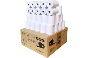 (50 Rolls) 3" x 165' 1-Ply Bond Receipt Paper POS Cash Register Paper | TMU200 SRP275 Star sp 700 Kitchen Printer Paper Rolls from Nayelish