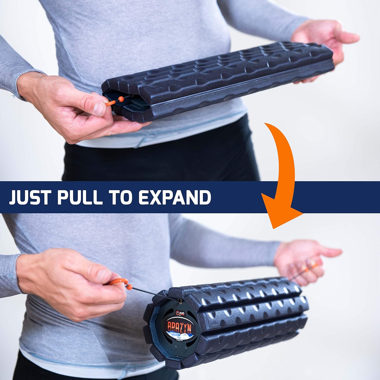 Brazyn Morph Bravo Foam Roller - for Home, Gym, Office, Travel, Athletes - Collapsible & Lightweight Roller for Trigger Point Massage, Myofascial Release & Back Pain Relief (Midnight Blue): Health & Personal Care