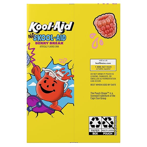 KOOL-AID NO SKOOL-AID BERRY BREAK DRINK, 10 CT BOX, 6 OZ POUCHES