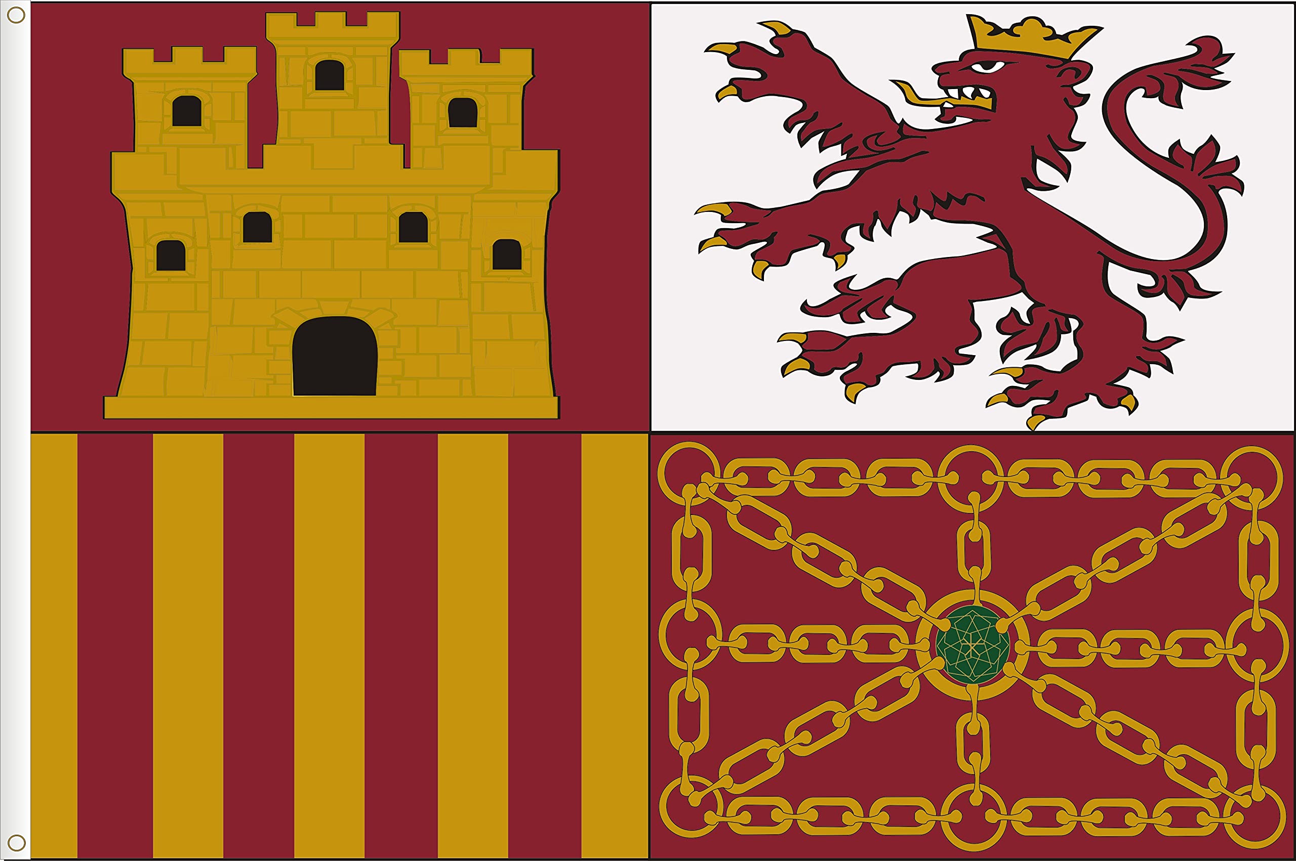 STANDARD OF THE KINGDOM OF SPAIN. NAVAL JACK OF SPAIN. SATIN POLYESTER 120D. SIZE L. 150X90 CM