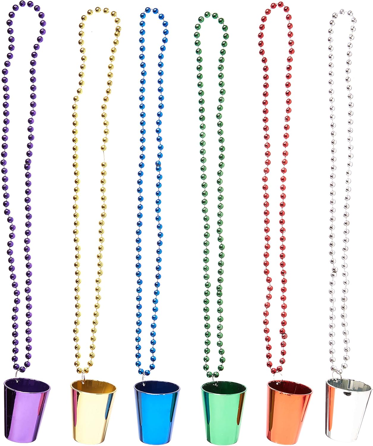 12 Shot Glass Bead Necklaces Metallic Colors Home D?cor
