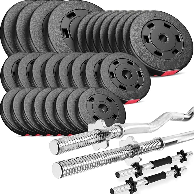 Trex Hantelset Lang-, Curl- und Kurzhantelstange mit Gewichten 50kg bis 160kg zur Wahl