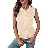 LUYAA Womens Sleeveless Sweater Vest Crochet Chunky Button Down Cardigan Vests Tops 2025 Trendy Summer Casual Outfits