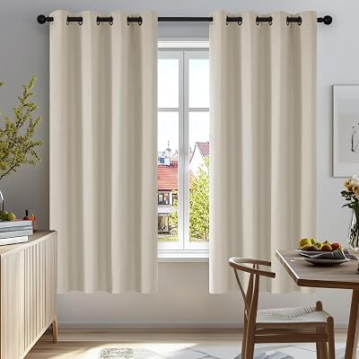 Deconovo Thermal Insulated Eyelet Curtains 2 Panels 42 x 54 Inch Light Beige