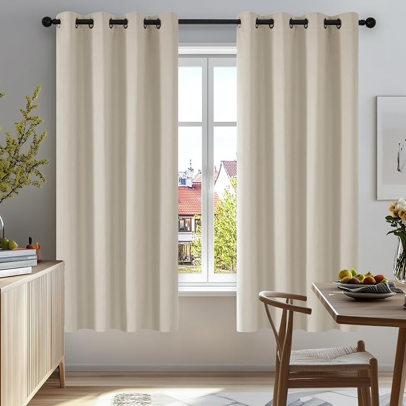 Deconovo Thermal Insulated Eyelet Curtains 2 Panels 42 x 54 Inch Light Beige