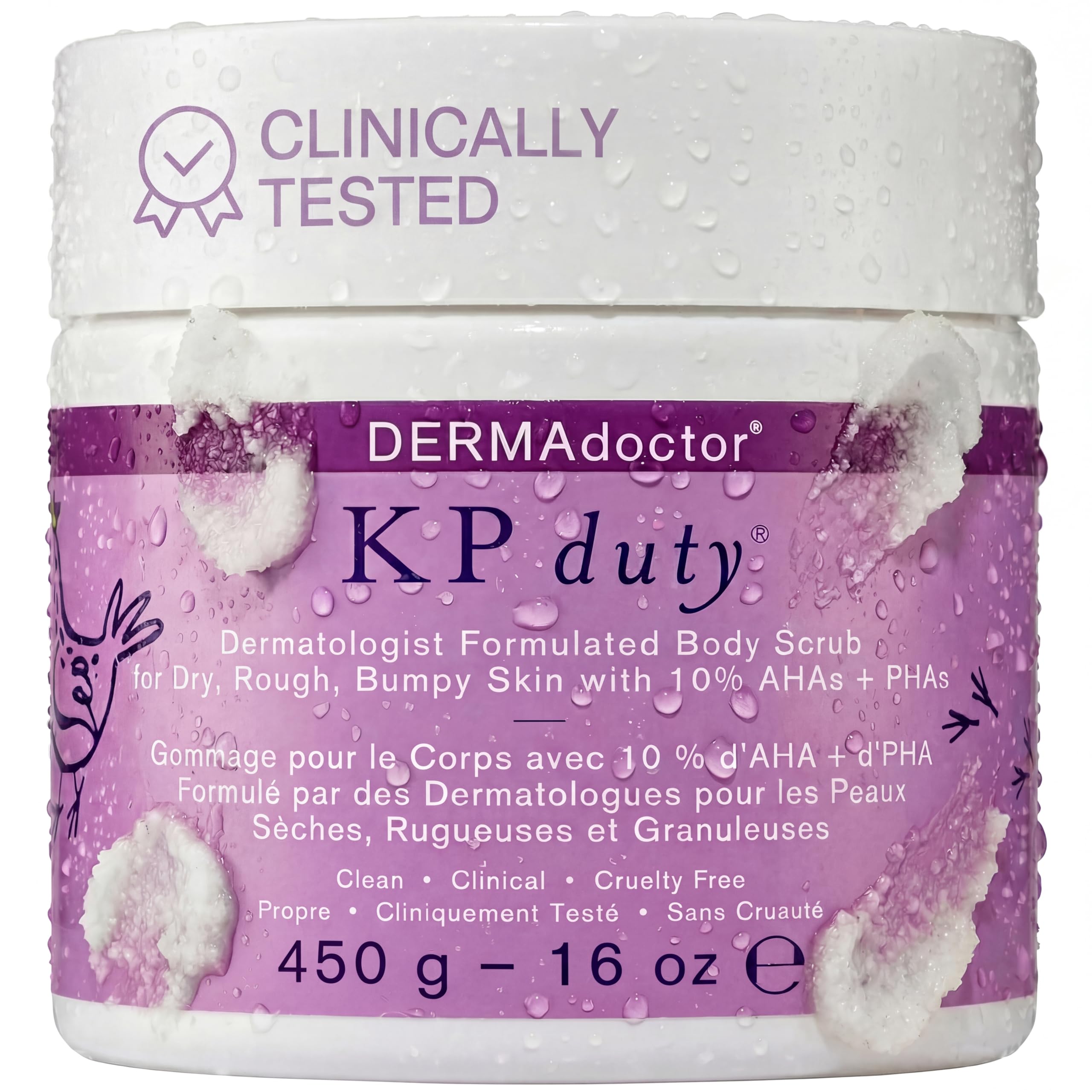 DERMAdoctor KP Bump Eraser Body Scrub Dermatologist Formulated Exfoliant | Keratosis Pilaris Treatment For Dry And Bumpy Skin 10% AHAs + PHAs - 450 Grams