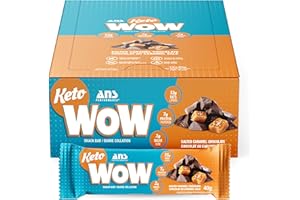 ANS Performance KetoWow Bars - Low Carb Protein Bars - Keto-Friendly - 3g Net Carbs & 1g Sugar - Gluten Free - Naturally Swee