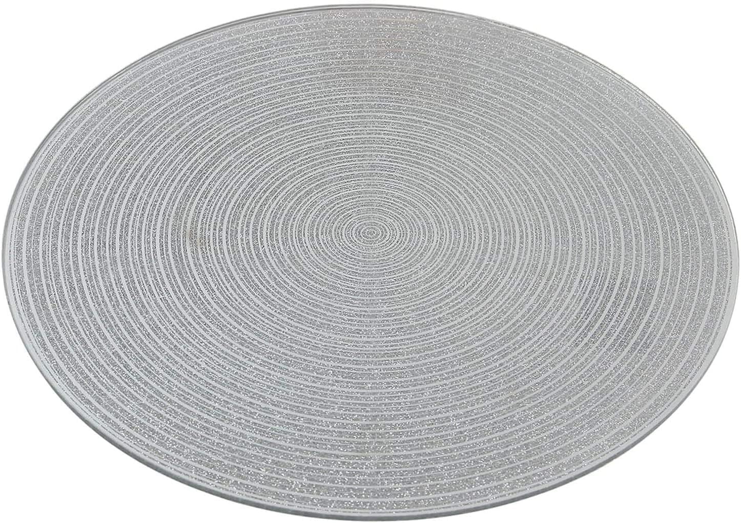 Mirrored Glass Glitter Candle Plate Stand Silver Swirl 20cm