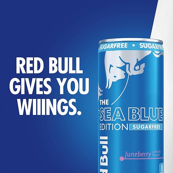 RED BULL SEA BLUE EDITION SUGAR-FREE ENERGY DRINK, JUNEBERRY, WITH 80MG CAFFEINE PLUS TAURINE & B VITAMINS, 8.4 FL OZ, PACK OF 24 CANS