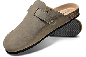 KEMISANT Men Clogs-Comfortable Suede Mules Slippers Sandals Nurse Potato Shoes Unisex-Cushioned Cork-Footbed