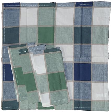 4 Stück Stoff Servietten aus Baumwolle, 40 x 40 cm, kariert, verschiedene Fb. sort., durchgewebt (blau)