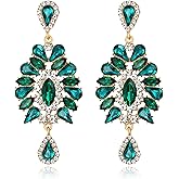 EVER FAITH Austrian Crystal Big Dangle Earrings, Prom Teardrop Marquise Statement Chandelier Earrings for Woman