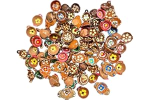 Generic JDProvisions 12 Pieces Miniature Mexican Fiesta Pottery Ceramic Mud Handpainted Plates for Arts and Crafts Party Favor Decorations, Small