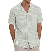 Sailwind Men's Striped Summer Shirt Short Sleeve Stylish Casual Button Down Beach Hawaiian Shirts