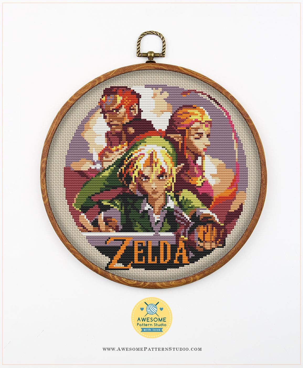 The Legend of Zelda K064 Counted Cross Stitch KIT2. Threads, Needles, Fabrick and 4