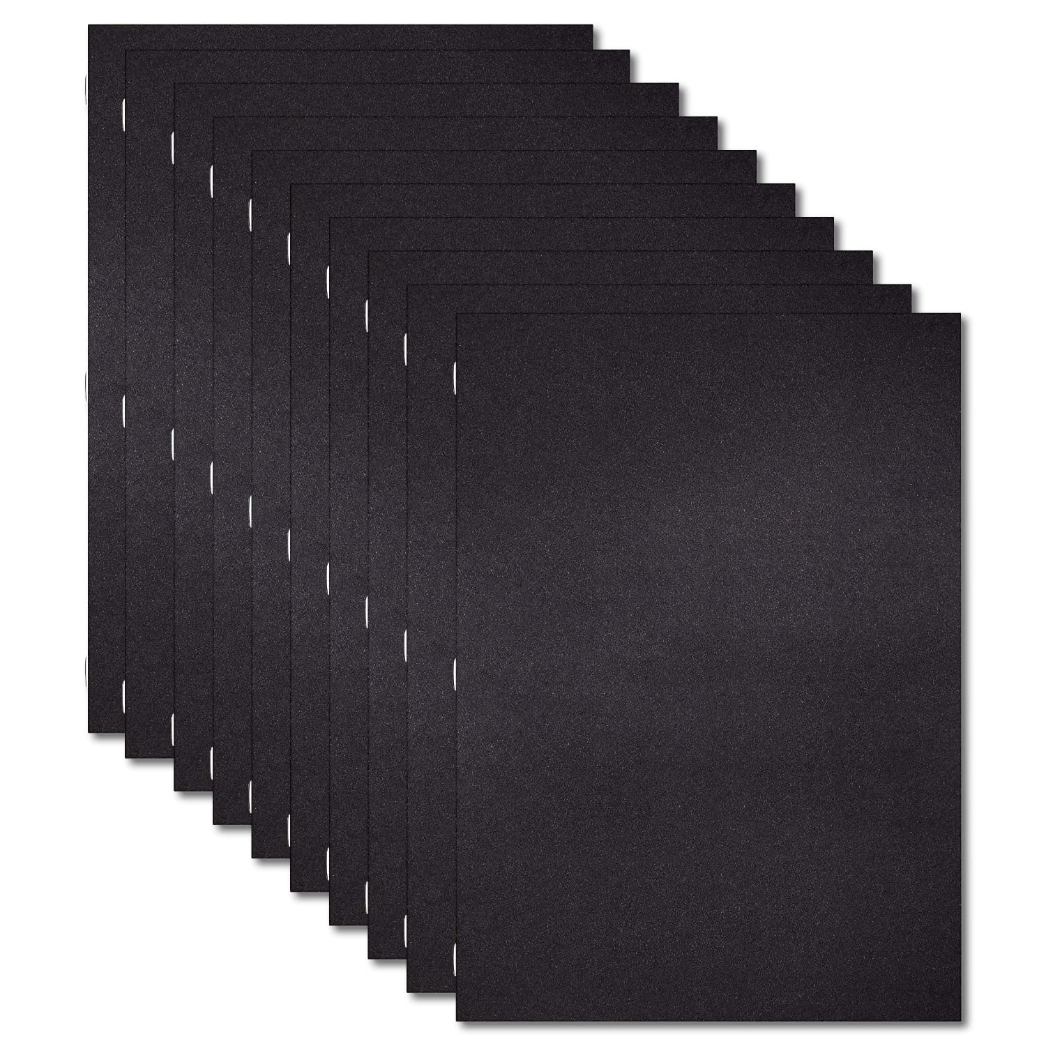 Essential Arts Pack of 10 x A4 Portrait Black Laminated Soft Cover Stapled Starter Sketchbooks 140gsm White Cartridge Drawing Paper (210 x 297mm)