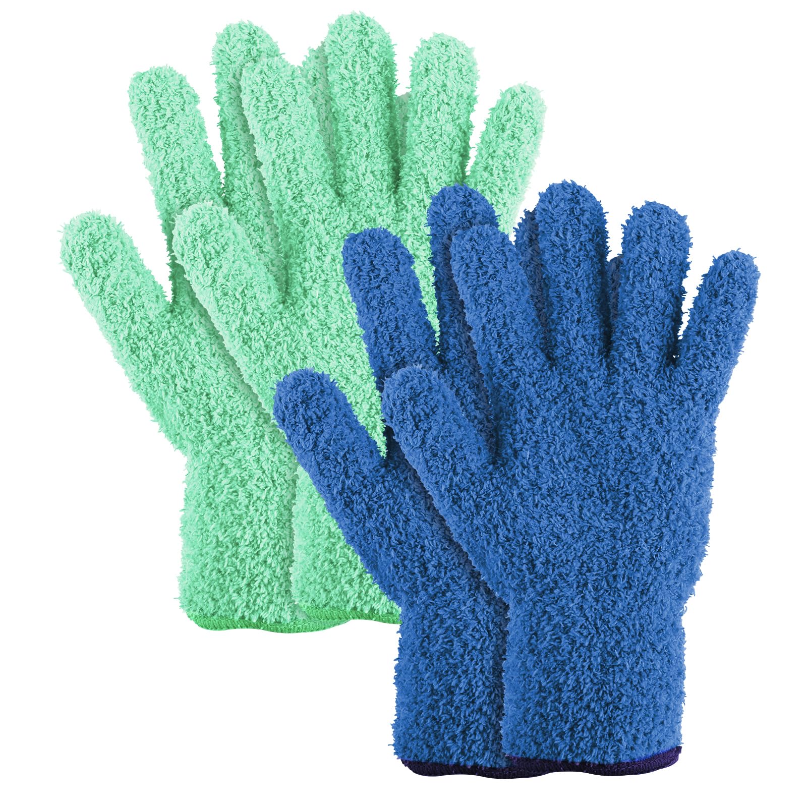 Gjinxi 2Pairs Microfiber Dusting Gloves Washable Cleaning Gloves Reusable for Plant Dusting Wash Mitt Dusting Mitt for House Blinds Car Plants