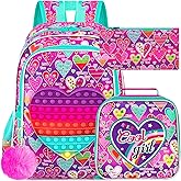3PCS Girls and Boys Backpack, 16" Kids Bookbag with Lunch Box, Water Resistant School Bag for Elementary Prechool