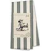 Xiyurlk Retro Western Cowboy Cat Kitchen Towels, Cat Lovers Mom Lady Gifts Dish Tea Towels for Kitchen Decor, Rustic Mid West Kitty Stamp Striped Hand Towel for Bathroom Decor, 16x24 Inch