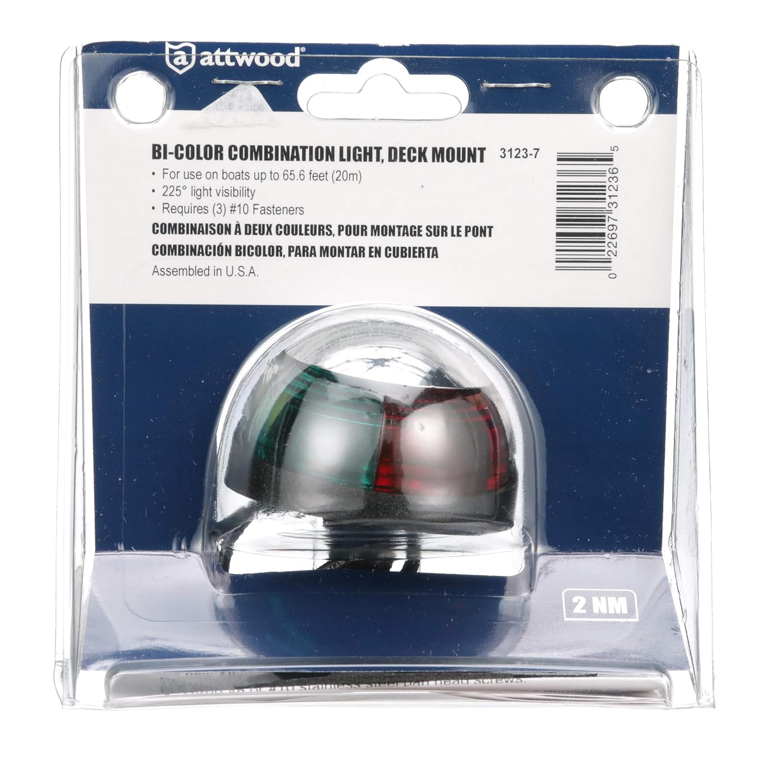 Attwood Bi-Color Combination, Deck Mount Navigation Light