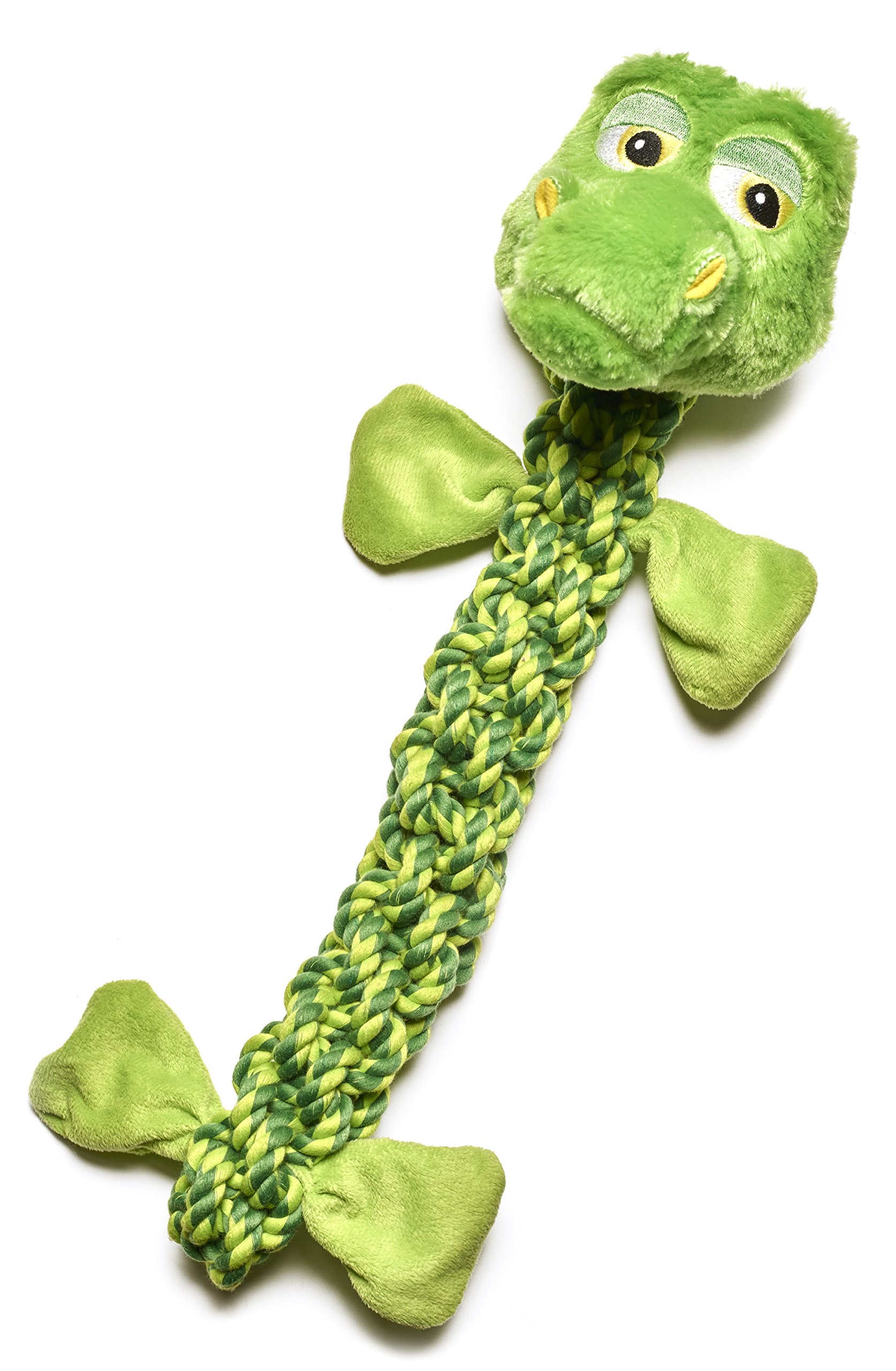 Pistachio Pet Dog Toy - Braided Rope Frog With Squeaker And Crinkle - 20"/51cm Long LIMITED TIME.