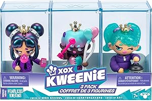 XOX KWEENIE Fearless Kweens Series Premium Figurine and Display Case, 4 Inch/Approx 10cm Tall Collectible Art-Toy, 3 Pack, Every Kween is Unique