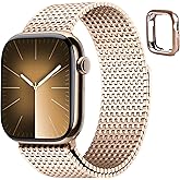 Fullmosa Compatible with Apple Watch Bands 41mm 40mm 38mm 46mm 49mm 45mm 44mm 42mm for Women Men, Stainless Steel Mesh Loop Magnetic Clasp iWatch Band with TPU Case for Apple Watch Series 11 10 9 8 7 6 5 4 3 2 1 Ultra3/2/1, SE3/2/1, 41mm 40mm 38mm Rose Gold