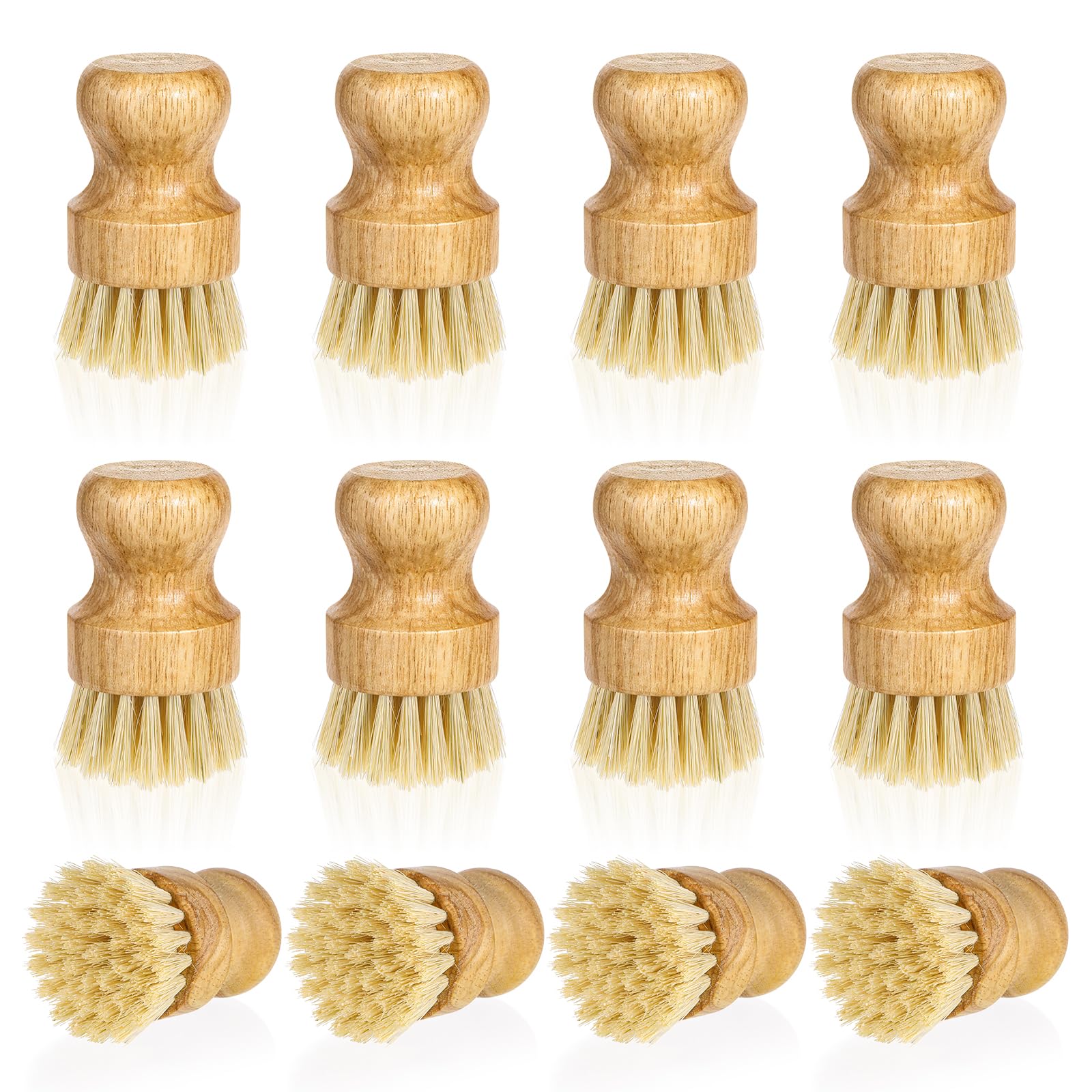 Photo 1 of 12 Pcs Bamboo Dish Scrub Brushes Kitchen Dishwashing Cleaning Brush Wooden Scrubbers Set Sisal Bristles Cleaner Scrubber for Washing Cast Iron Pan Pot Sink Spatula