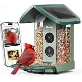 Kiwibit Solar Smart Bird Feeder with Camera, 4K HDR Live Video, AI Bird ID | 4.4W Built-in Dual Solar Powered, 8MP Photos, Wild Camera Birdhouse, Two-Way Audio, Bird Watching Gift for Bird Lovers, Green