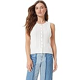 Sam Edelman Womens Sable Scallop Hem Button Front Sleeveless Top Standard