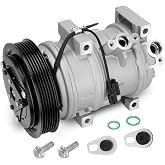 AC Compressor with Clutch, One Plug Air Conditioning Compressor Replacement | Compatible with Acura MDX 2007-2013 ZDX 2011-2013, Honda Odyssey 2008-2017 Pilot 2009-2015 Ridgeline 2009-2014, with one plug