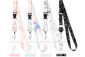 COOKOOKY 4 Pack Detachable lanyards for Cruise Ship Cards Cute Cruise Lanyards with Retractable Badge Reel and Waterproof ID Badge Holder
