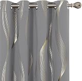 Deconovo Light Grey Blackout Curtains 66x54 2 Panels Thermal Insulated