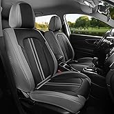 FREESOO Car Seat Covers Full Set, Black Gray Waterproof Car Seat Cover, Leather Seat Covers for Trucks, Luxury Car Seat Covers Front Seats and Auto Back, Car Seat Protector Cushion for Most SUV Cars