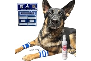 FLEXTRAN Proud Pet Patches A Better Dog Bandage for Wound Care, Cone Collar Alternative. Recovery Bandage for Dogs Leg. Cover & Help Licking of Hot Spots, Lick Granuloma, Stitches w/Hot Spot Spray (Large)