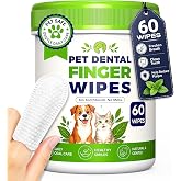 Dog Dental Wipes for Teeth Cleaning, Finger Toothbrush Wipes for Dogs Cats,Dog Teeth Cleaning Wipes Reduce Bad Breath &amp; Plaque Tartar, No-Rinse Daily Oral Care,Dog Toothbrush &amp; Toothpaste Alternatives