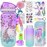 FIRITHYC Decorate Your Own Water Bottle Kits, Arts and Crafts Gifts Toys for Girls Age 4-6-8-10-12, Mermaids Gem Diamond Pain