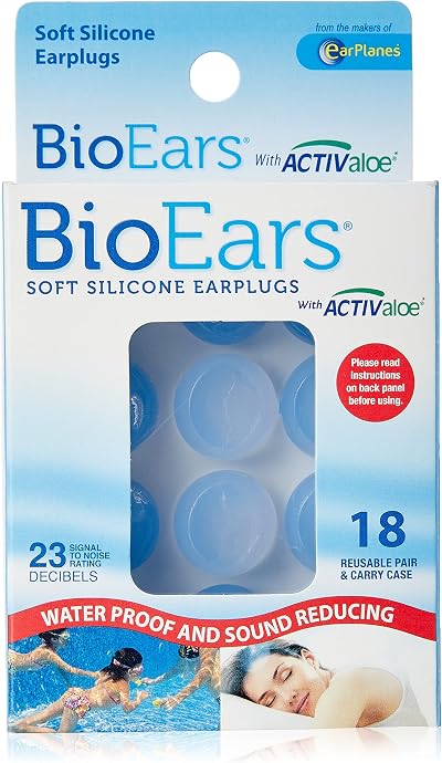 BioEars Soft Silicone Earplugs with ACTIValoe 18 Pairs