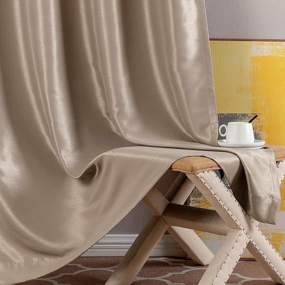 Amazon.com: jinchan Satin Blackout Curtain Drapes for Living Room