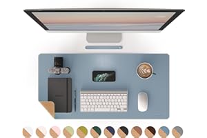 RENMTURE Dual-Sided Desk Pad, Natural Cork & PU Leather Large Mouse mats for Office and Home Work, Desk Protector Non-Slip, W